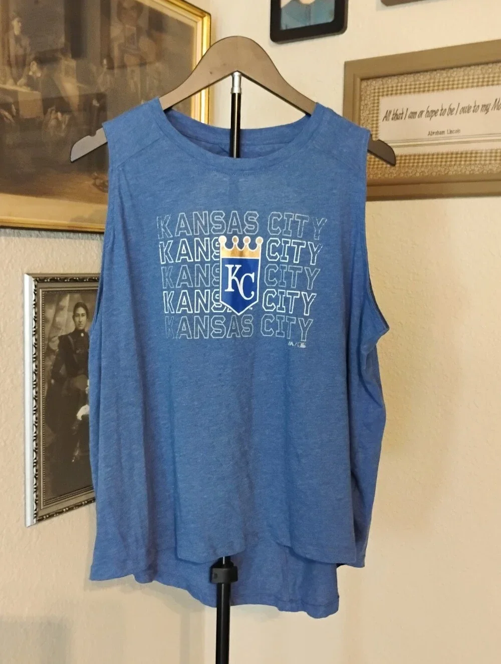 Majestic Blue Kansas City Women's Size 2XL Sleeveless Graphic Muscle Tank